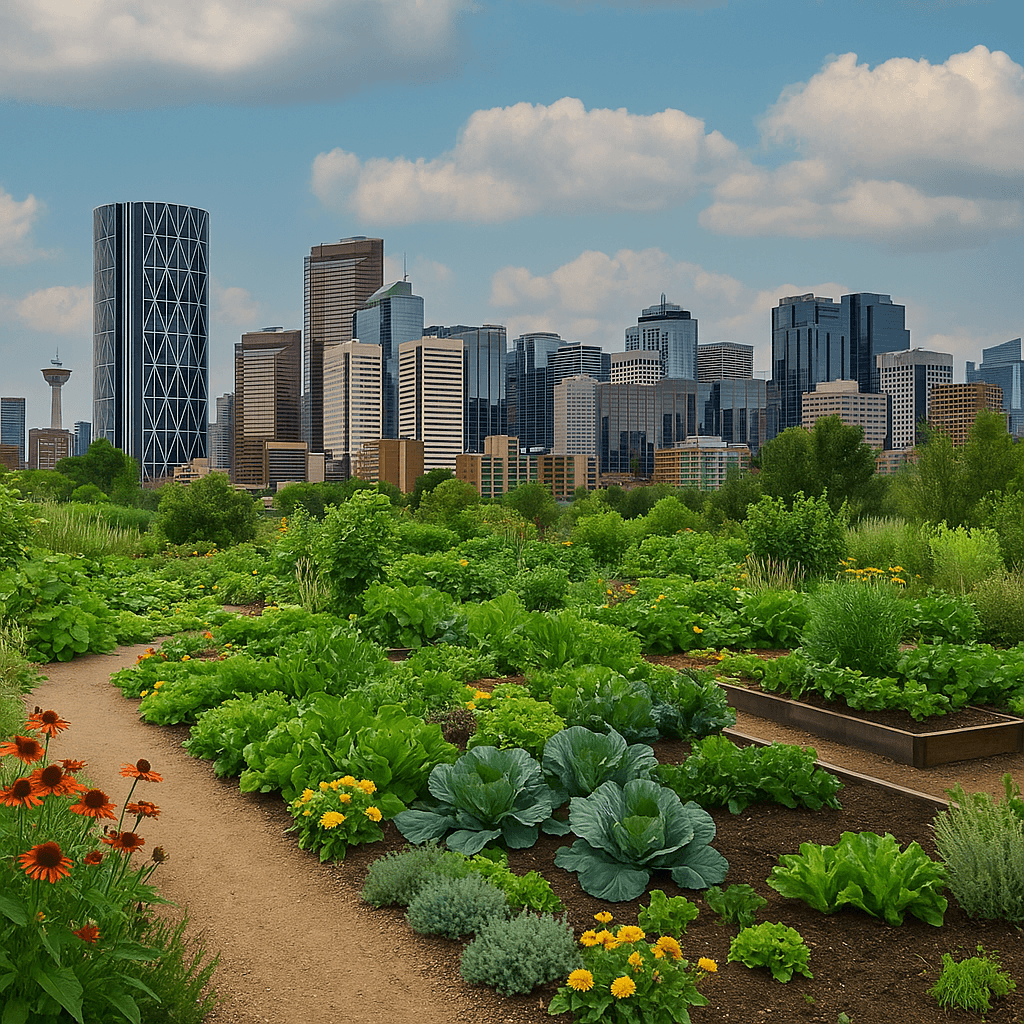 Calgary landscape with integrated community gardens
